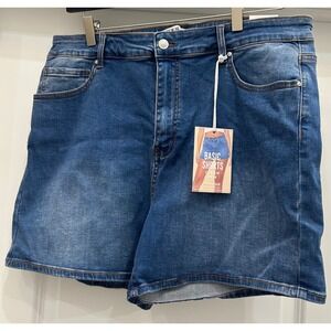 NEW Wax Jean Collection Basic Shorts Medium Wash Clean Hem 3XL Women Stretch